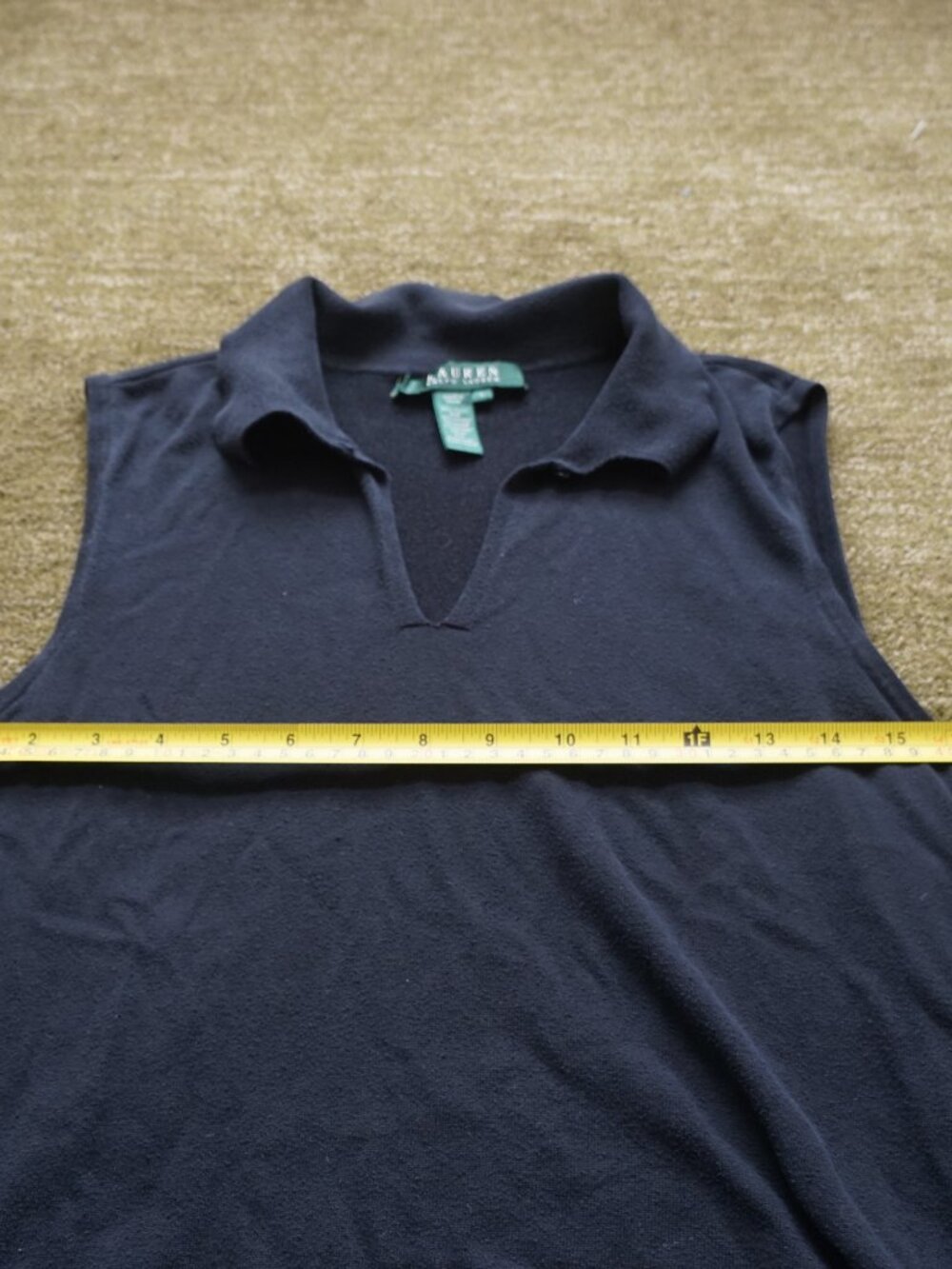 Lauren Ralph Lauren Black Silk Blend Sleeveless Collared Polo Top - Picture 4 of 6